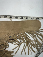 New Tan Congress Leather Show Chaps With Fringe Adjustable Waist 44” L-51