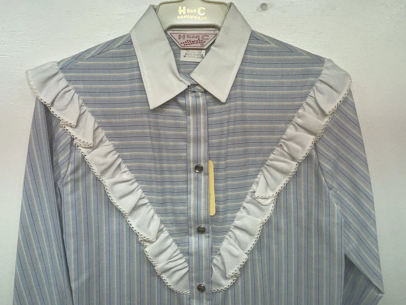 New Women’s Blue Striped H Bar C Long Sleeve Button Up Shirt #20119 3B-33