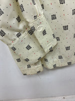 New Women’s Lady DJ Yellow Print Long Sleeve Zip Up Show Shirt Size 34 YY-110