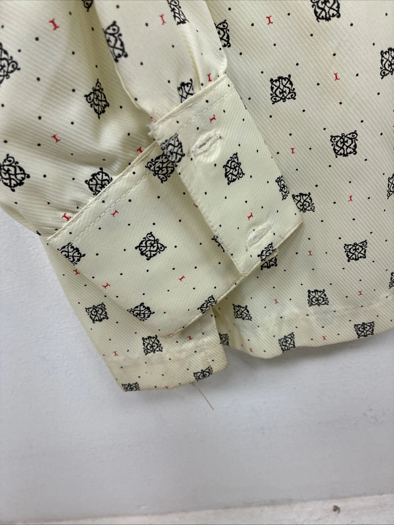New Women’s Lady DJ Yellow Print Long Sleeve Zip Up Show Shirt Size 34 YY-110