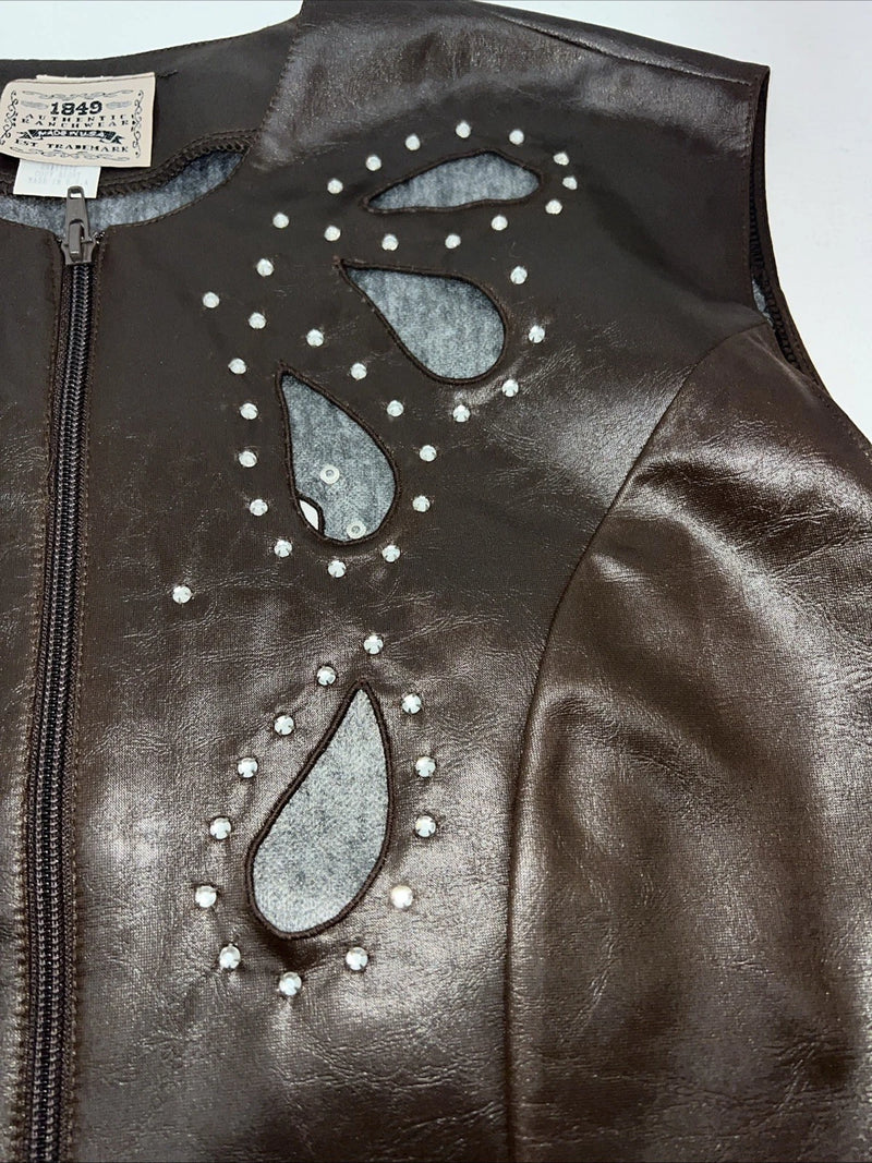 New Women’s Brown Leather 1849 Authentic Ranchwear Vest 2X #77872 WW-29