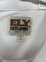 New Men’s ELY Cattleman White Long Sleeve Pearl Snap 16.5 X 36 Large X-105