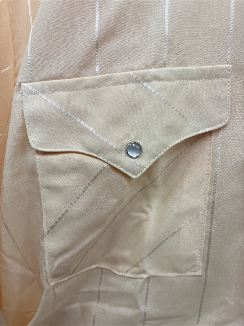 New Men’s Panhandle Slim Yellow Stripe Long Sleeve Pearl Snap 17 X 34 XL X-100