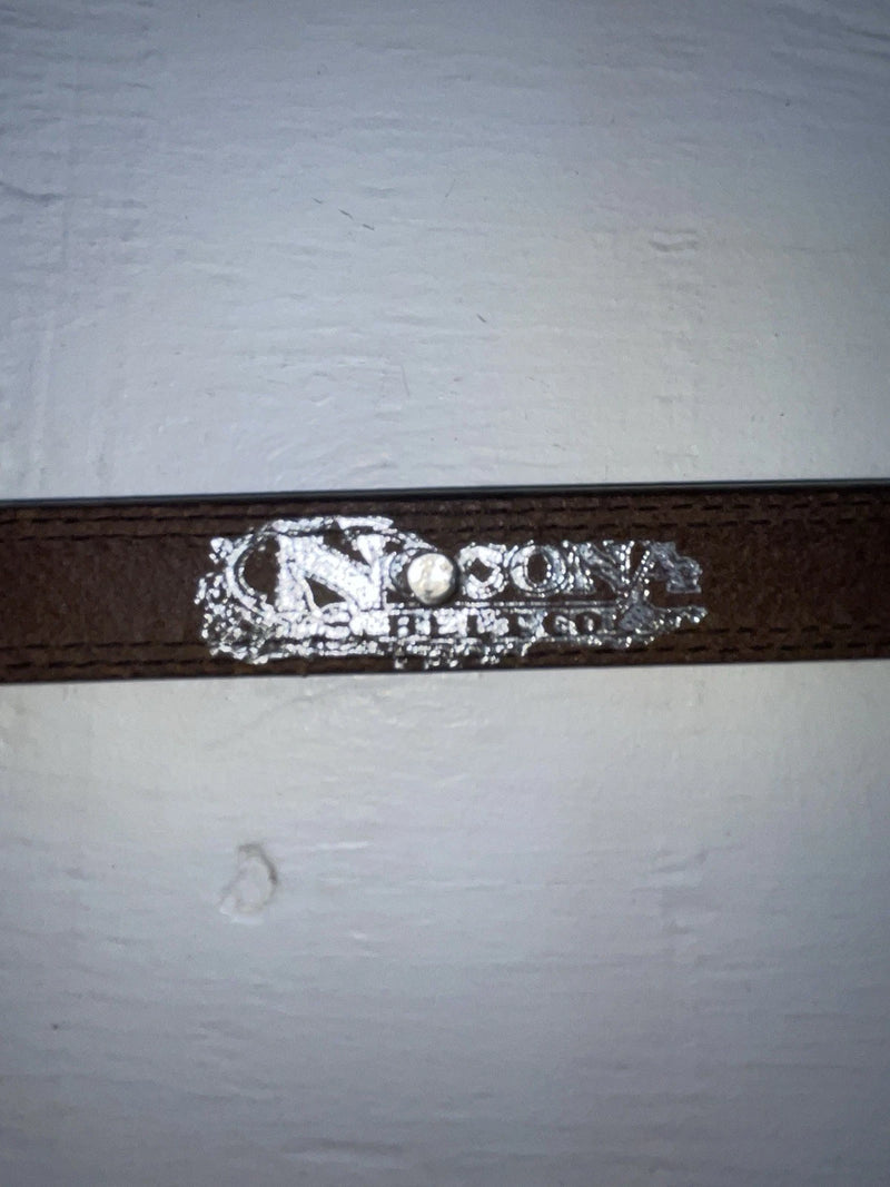 New Brown Genuine Leather Nocona Silver Pendent 32” Belt #3216244 Z-143