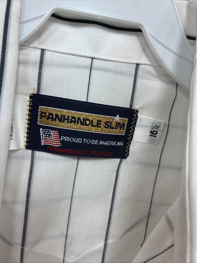 New Men’s Panhandle Slim White Stripe Short Sleeve Pearl Snap 16.5 Large CC-6