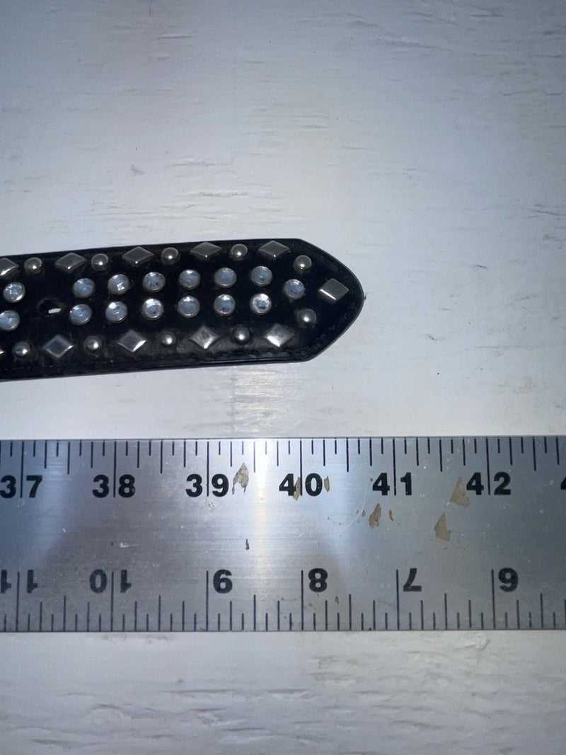 New Black Genuine Leather 3D Pearl And Silver Bling 34” Belt #6090 Z-119
