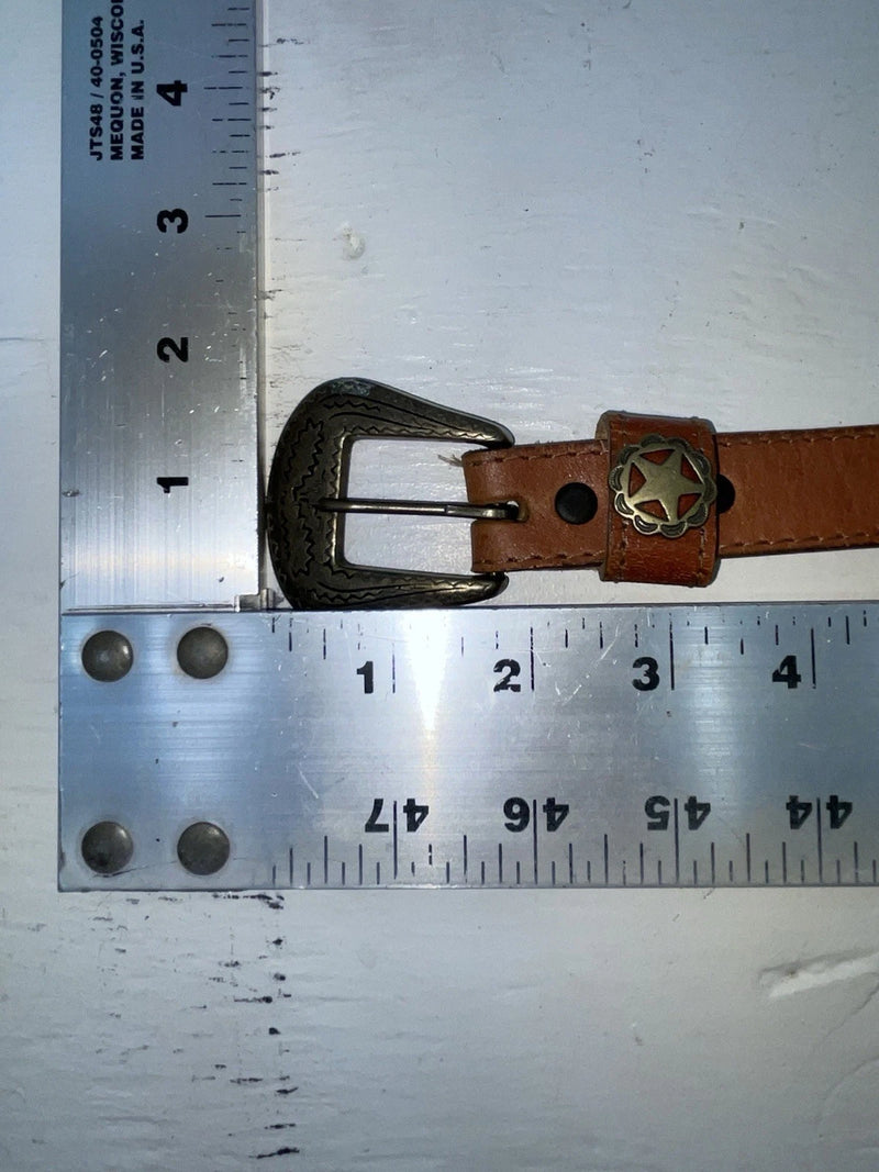 New Brown Genuine Leather Acme Gold Pendent 28” Belt #4642 NN-22