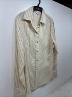 New Women’s H Bar C Yellow Stripe Long Sleeve Pearl Snap Size 36 TT-122