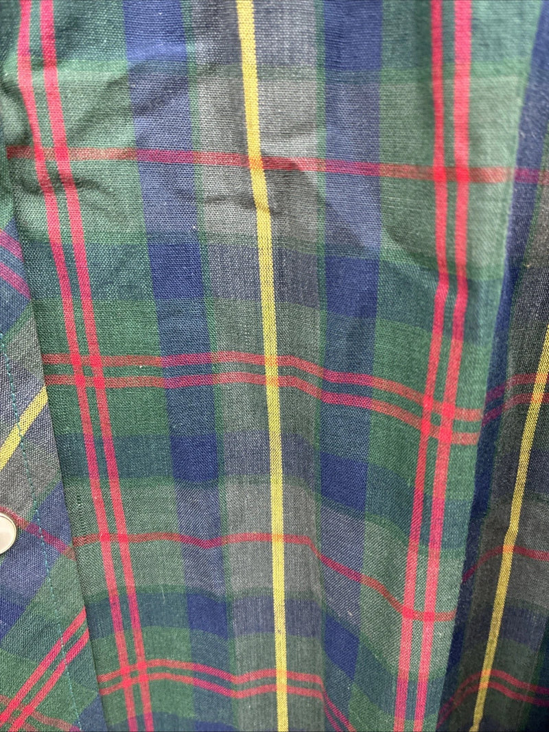 New Men’s ELY Plains Green Multicolor Plaid Long Sleeve Pearl Snap Large Q-66
