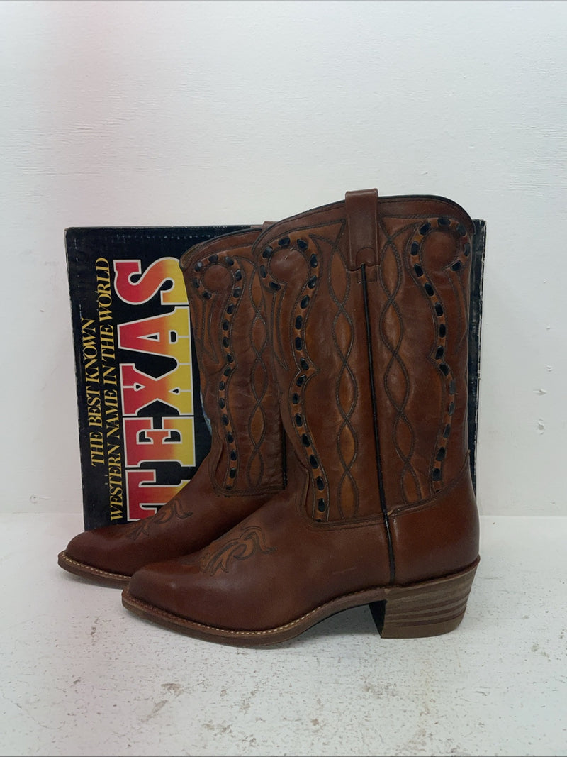 New Men’s Brown Texas Brand Cowboy Boots. M 80 10.5 10 1/2 D. 7-111