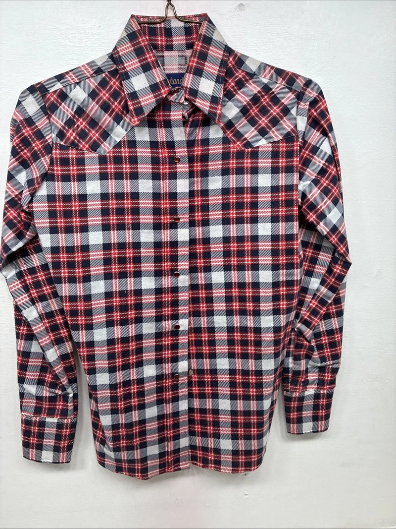 New Women’s Panhandle Slim Red Plaid Long Sleeve Pearl Snap Sis E32 MM-52