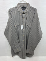 New Men’s White Horse Multicolor Plaid Long Sleeve Button Up Shirt XL M-91