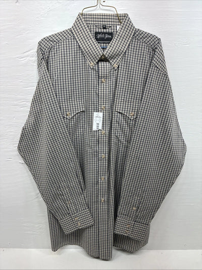 New Men’s White Horse Multicolor Plaid Long Sleeve Button Up Shirt XL M-91