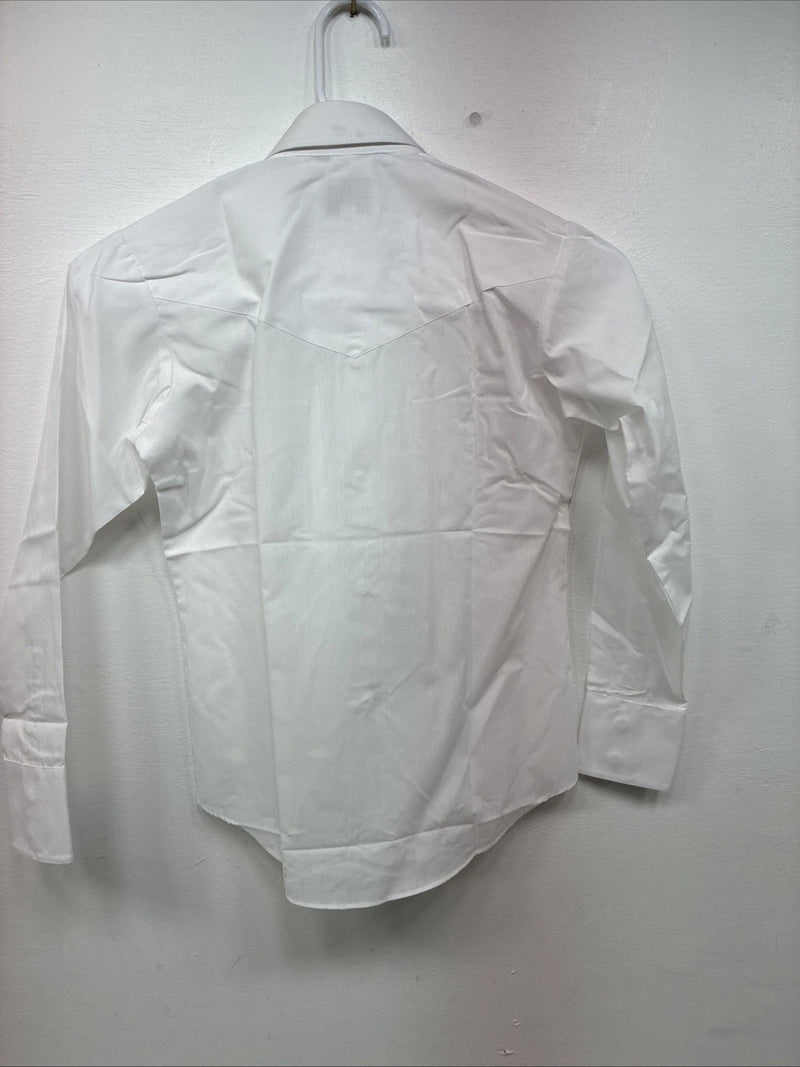 New Boys ELY Cattleman Cattleman White Long Sleeve Pearl Snap Size 10 DD-95