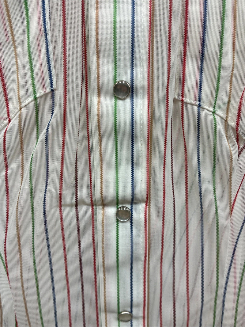 New Kids Rockmount Multicolor Stripe Long Sleeve Pearl Snap Size 32 CC-109