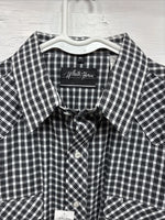 New Men’s White Horse  Black White Plaid Long Sleeve Pearl Snap XL H-80