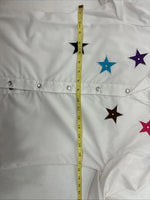 New Women’s H Bar C White Design Long Sleeve Pearl Snap Size 28 KK-49