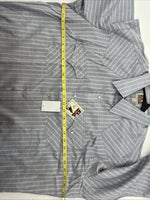 New Men’s ELY Cattleman Gray Stripped Long Sleeve Pearl Snap 18 2XL AA-69