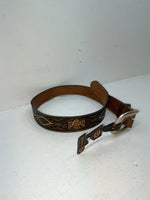 New Brown Genuine Leather Chambers Tooled 30” Belt #6071/13 Z-91