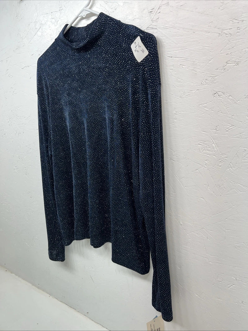 New Women’s Blue Sparkle 1849 Authentic Ranchwear Long Sleev Shirt 2XL RR-9