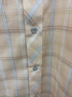 New Men’s ELY Cattleman Orange Plaid Short Sleeve Pearl Snap Large CC-68