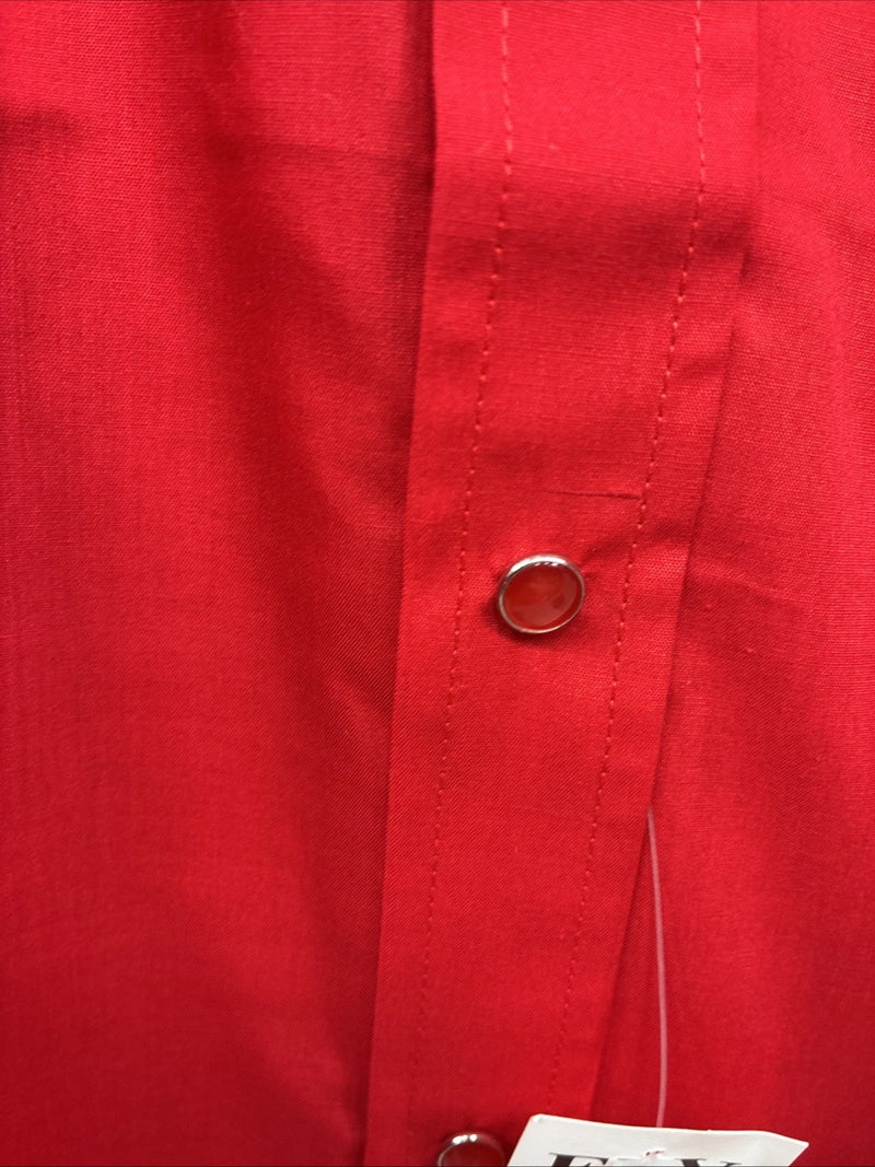 New Men’s ELY Cattleman Red Short Sleeve Pearl Snap 18.5 2XL R-12