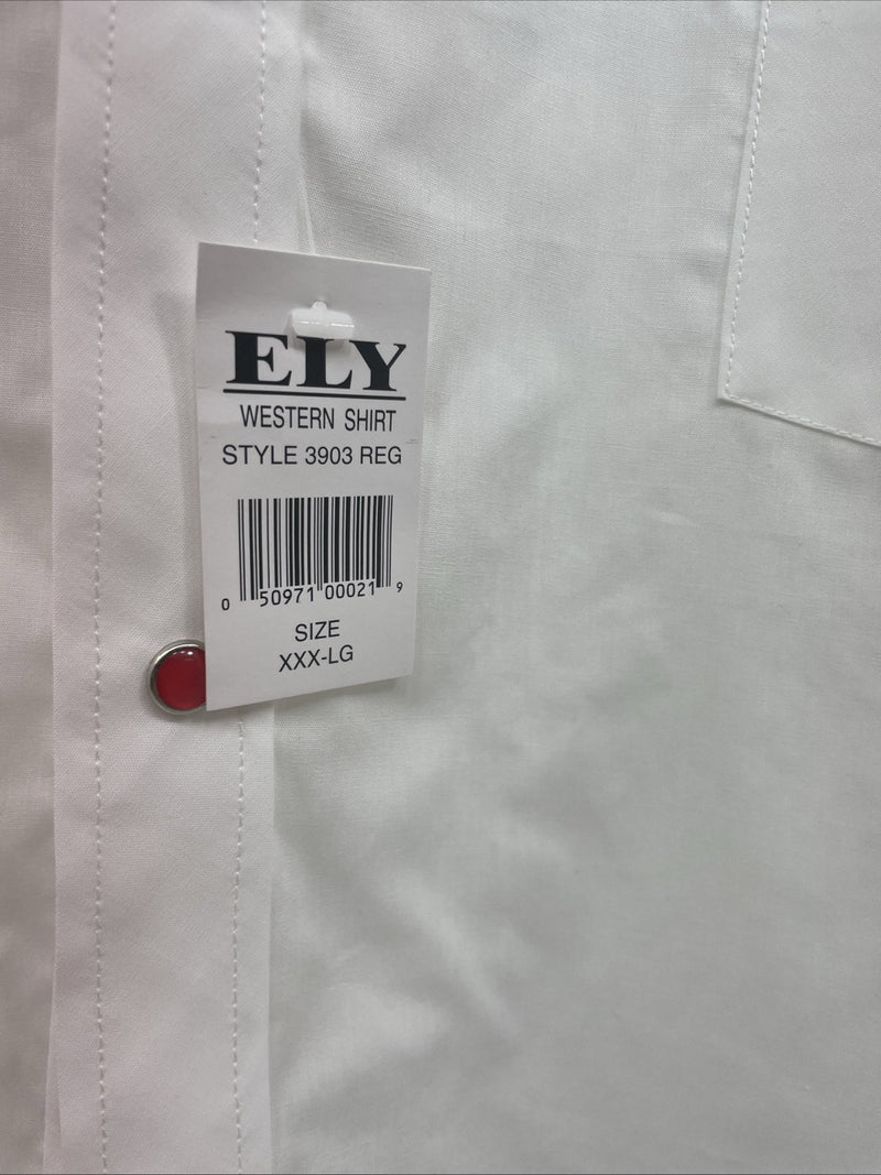 New Men’s ELY diamond White With Red Roses Long Sleeve Pearl Snap XXXL E-15