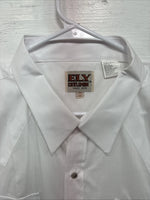 New Men’s ELY Cattleman White Long Sleeve Pearl Snap 18.5 X 36 2XL X-75
