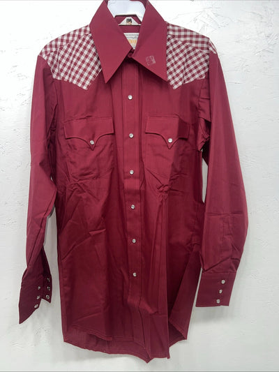 New Men’s Red Karman Western Wear Pearl Snap Shirt. 14.5 X 34 Small A-175