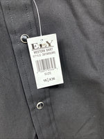 New Men’s ELY Cattleman Black Long Sleeve Pearl Snap 16.5 X 36 Large AA-5 