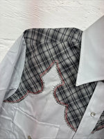 New Men’s Champion Western Gray Plaid Long Sleeve Pearl Snap 15 Medium AA-76