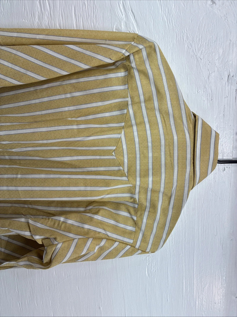 New Men’s Fenton Yellow White Stripe Long Sleeve Pearl Snap 16 Large Q-47