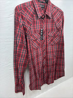 New Men’s ELY 1878 Red Black Plaid Long Sleeve Pearl Snap Large Q-51