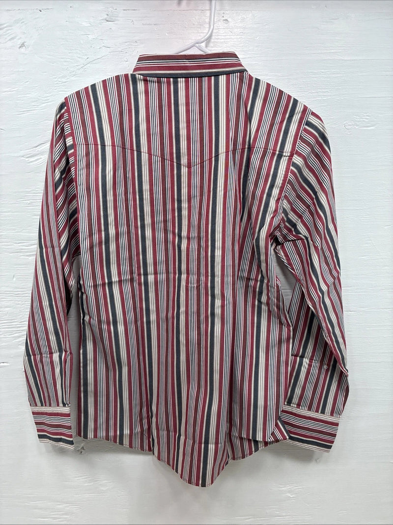 New Kids ELY Classic Red Stripe Long Sleeve Pearl Snap Large CC-74