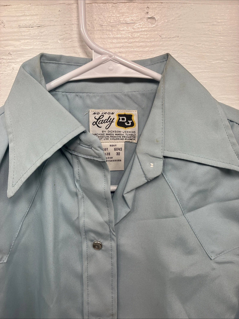 New Girls Dickson Jenkins Blue Long Sleeve Pearl Snap Size 32 CC-106