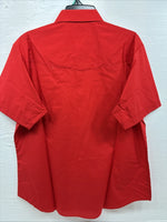 New Men’s ELY Cattleman Red Simple Short Sleeve Pearl Snap 17 XL J-22