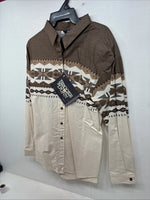 New Women’s Brooks & Dunn Tan Design Long Sleeve Pearl Snap XL II-24 