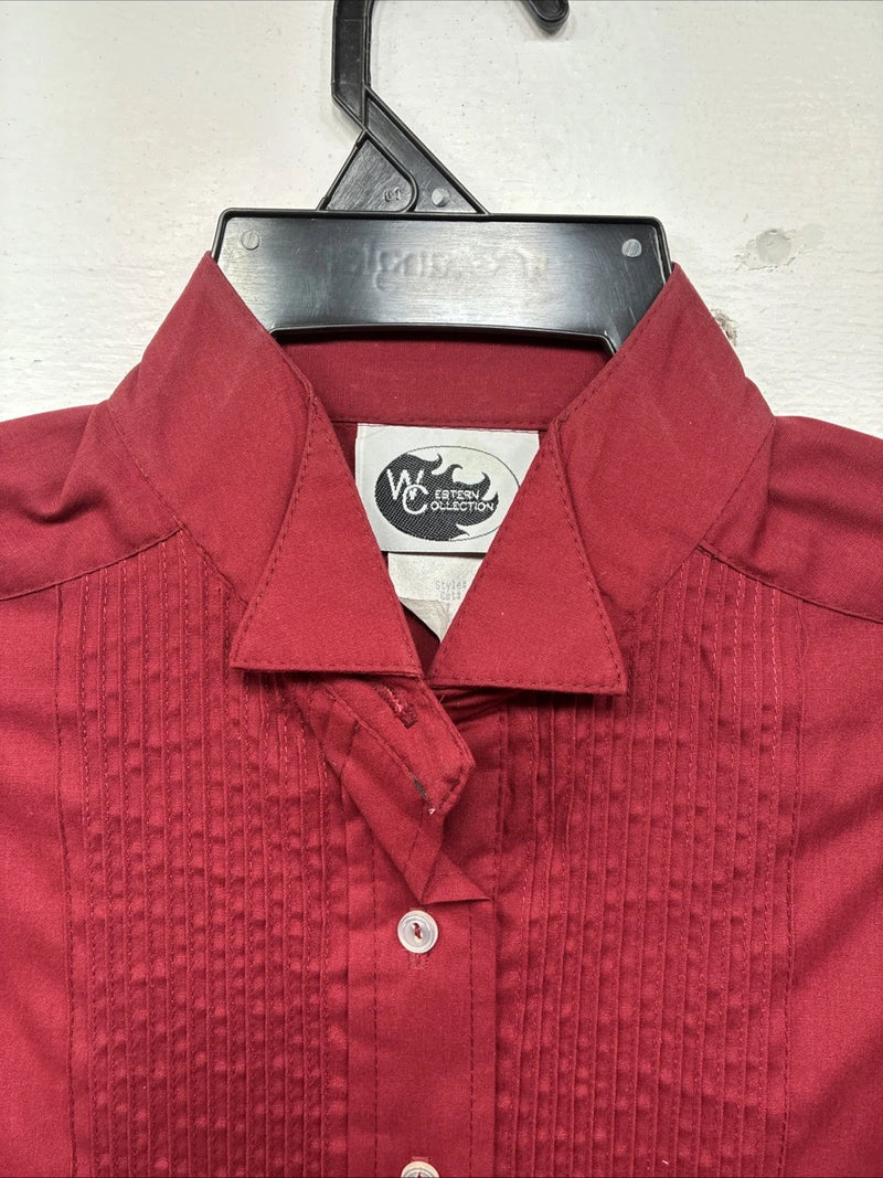 New Western Collection Red Long Sleeve Button Up English Shirt Size 14 LL-95