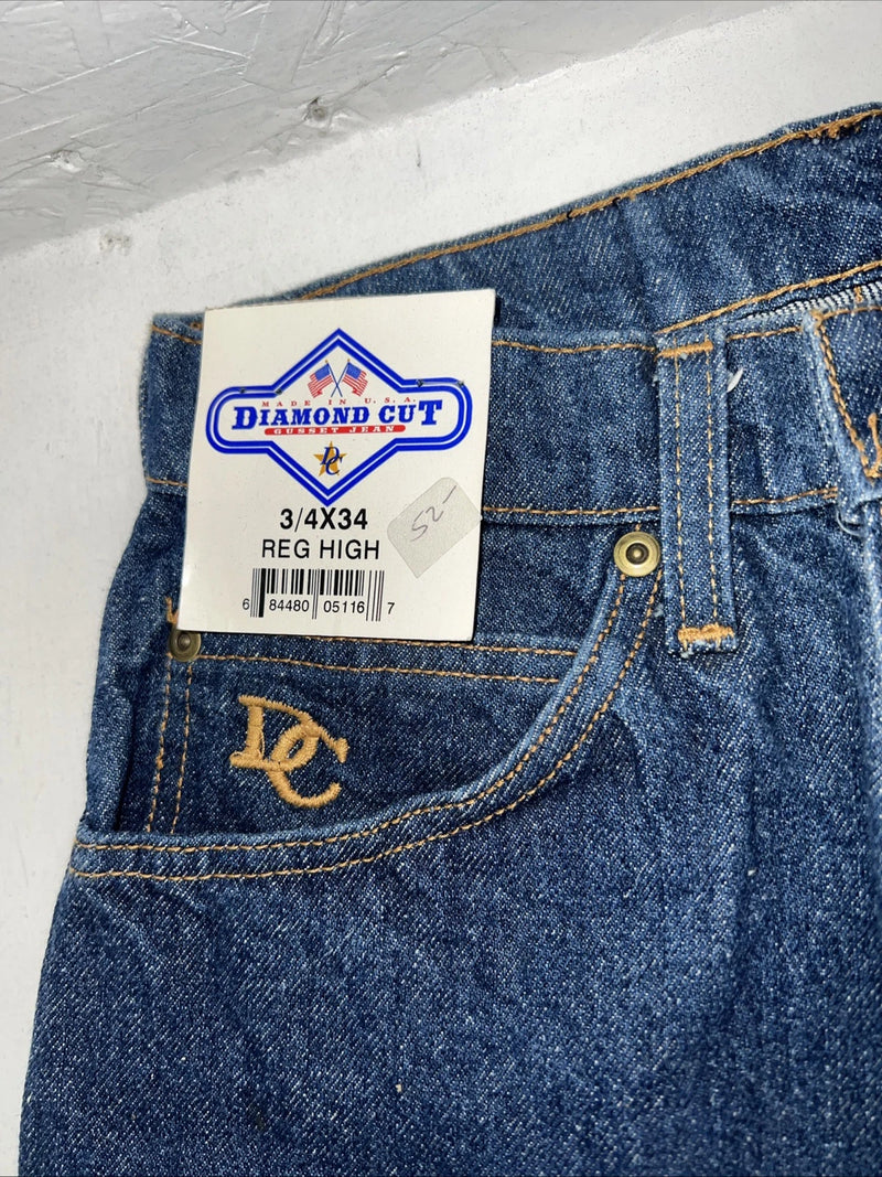 New Women’s Diamond Cut Gusset Slim Fit Denim Jeans. 3/4x34 L-16