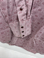 New Women’s Tem Tex Pink Deigned Long Sleeve Pearl Snap 14.5 II-5
