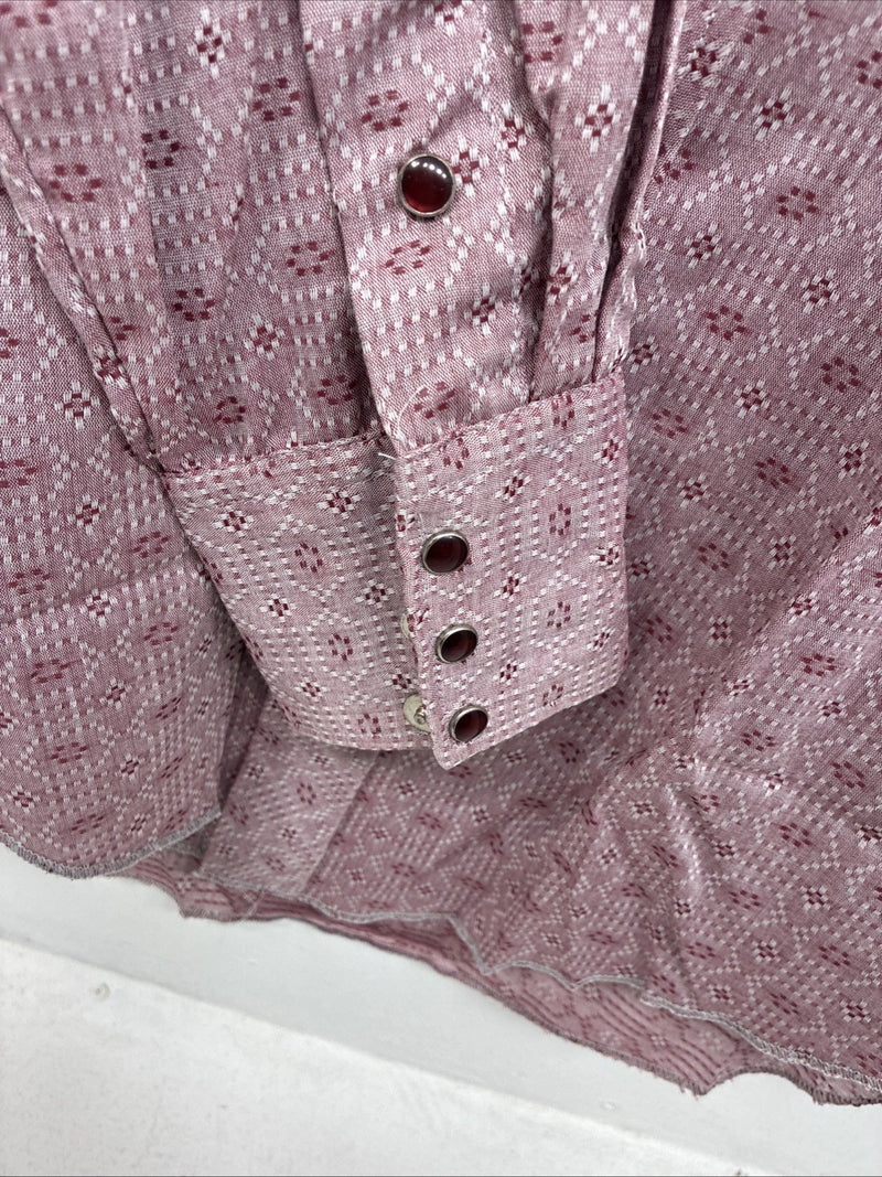 New Women’s Tem Tex Pink Deigned Long Sleeve Pearl Snap 14.5 II-5
