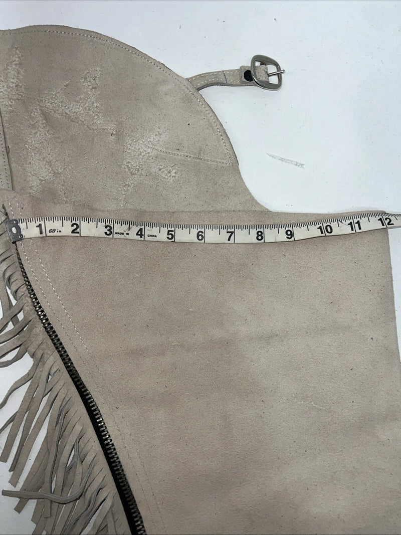 NOS Tan Show Chaps With Fringe Adjustable Waist 42” I-80
