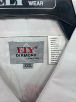 New Men’s ELY diamond White Rose Long Sleeve Pearl Snap 3XL F-53