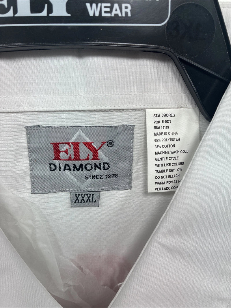 New Men’s ELY diamond White Rose Long Sleeve Pearl Snap 3XL F-53