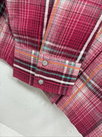 New Women’s Cumberland Pink Plaid Long Sleeve Pearl Snap XL GG-56