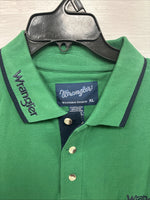 New Men’s Wrangler Green Black Short Sleeve Polo Shirt XL T-22