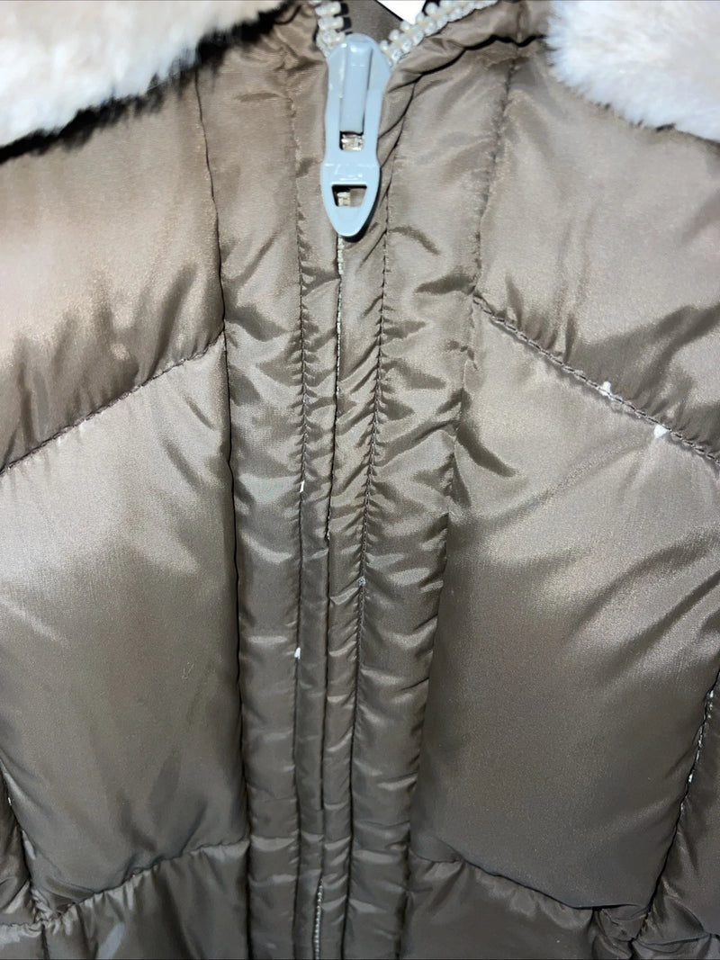 New Women’s Tempco Brown Puffer Coat 14 Wool Neck #1780 UU-13