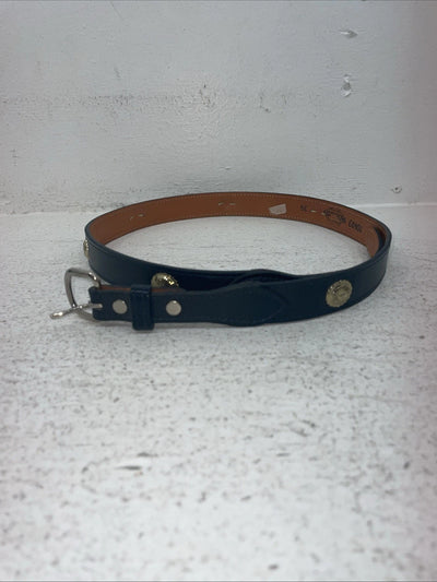 New Navy Genuine Leather Gold Pendant 34” Belt #10493 Z-18