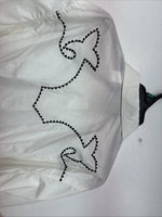 New Women’s White Horse Cream Designed Long Sleeve Pearl Snap XL DD-109