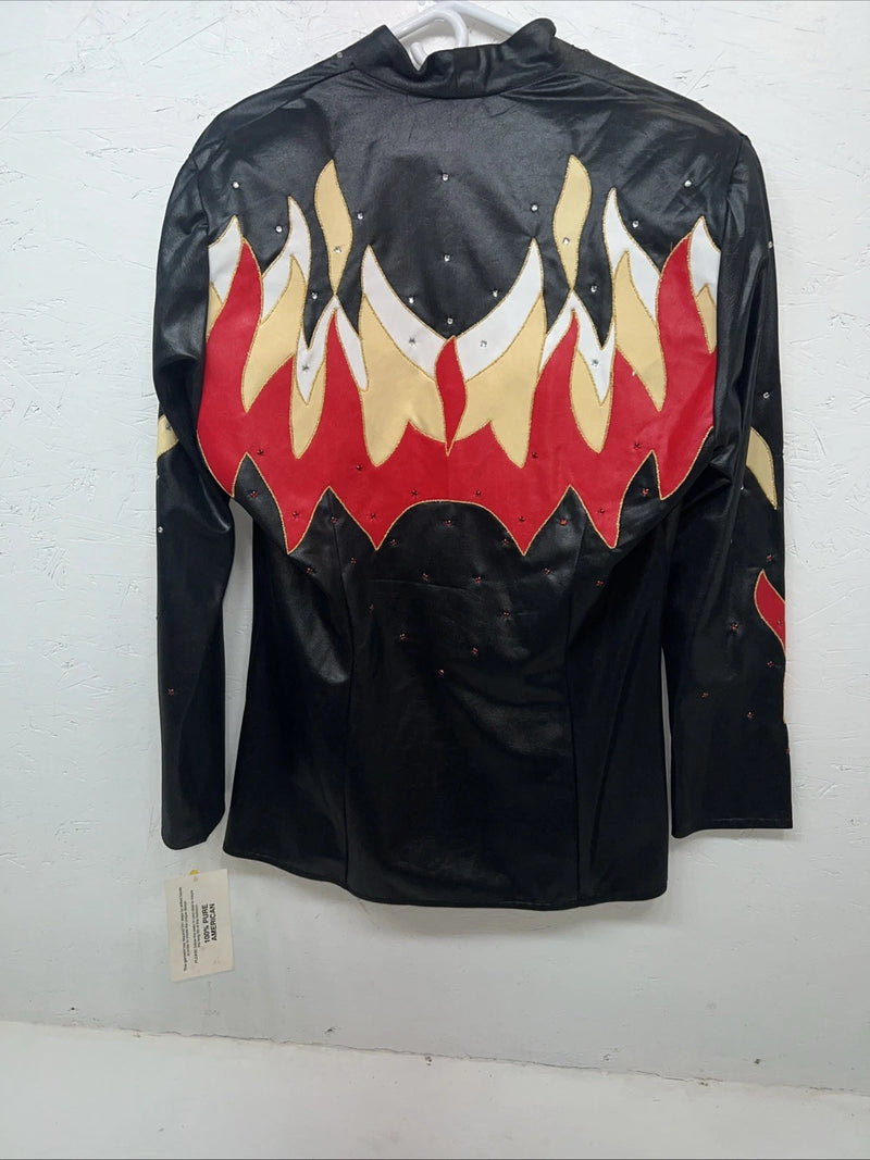 New Women’s 1849 Authentic Ranchwear Black Red Flame Western Show Shirt M WW-20